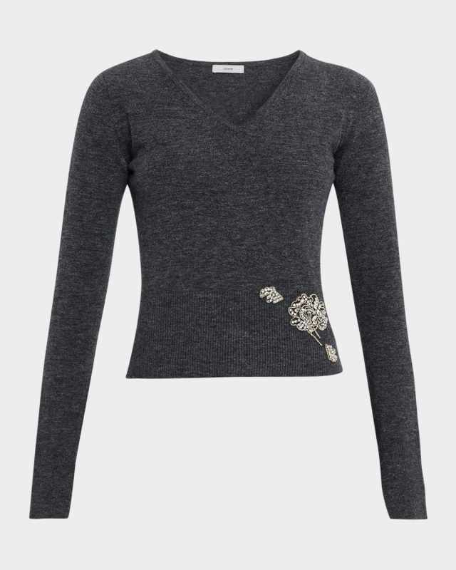 Cropped Crystal-Embellished Sweat